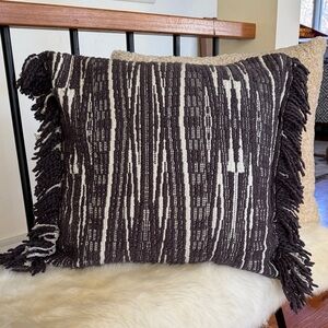 Anthropologie Gray and White Textured Kadin Throw Pillow
